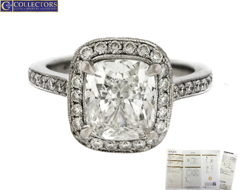 Sparkle More For Less – Jewelry Sale Happening Now GIA Cushion Cut Modified Brilliant 2.51ct Diamond Engagement Ring in Platinum