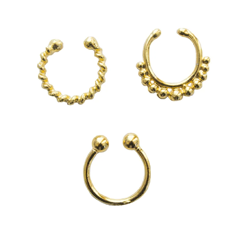 High-End Jewelry, Now More Affordable Than Ever Gold Eros Faux Lip Ring Set