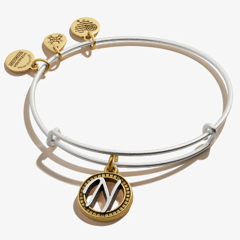 Exclusive Jewelry Sale – Limited-Time Discounts Initial N Charm Bangle, Two-Tone