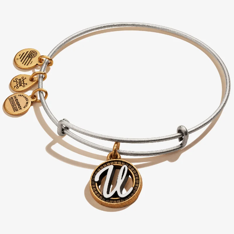 Best-Selling Jewelry Now Available At Special Deals Initial U Charm Bangle, Two-Tone