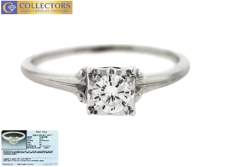 Best Jewelry Deals – Premium Quality At Exclusive Discounts Ladies Estate 18K White Gold 0.28ct Diamond Solitaire Engagement Ring EGL USA