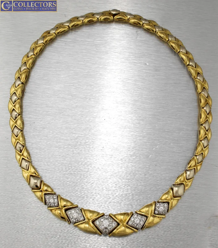 Versatile Layering Jewelry For Effortless Chic Ladies Italy Garavelli 18K 750 Yellow Gold 2.10ctw Pave Diamond Collar Necklace