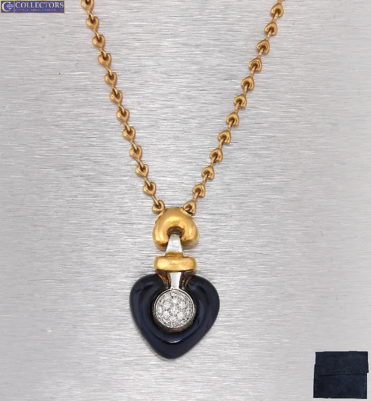 Bestselling Jewelry At Special Promotional Rates La Nouvelle Bague 18K Yellow Gold Sterling 0.38ctw Diamond Heart Enamel Necklace