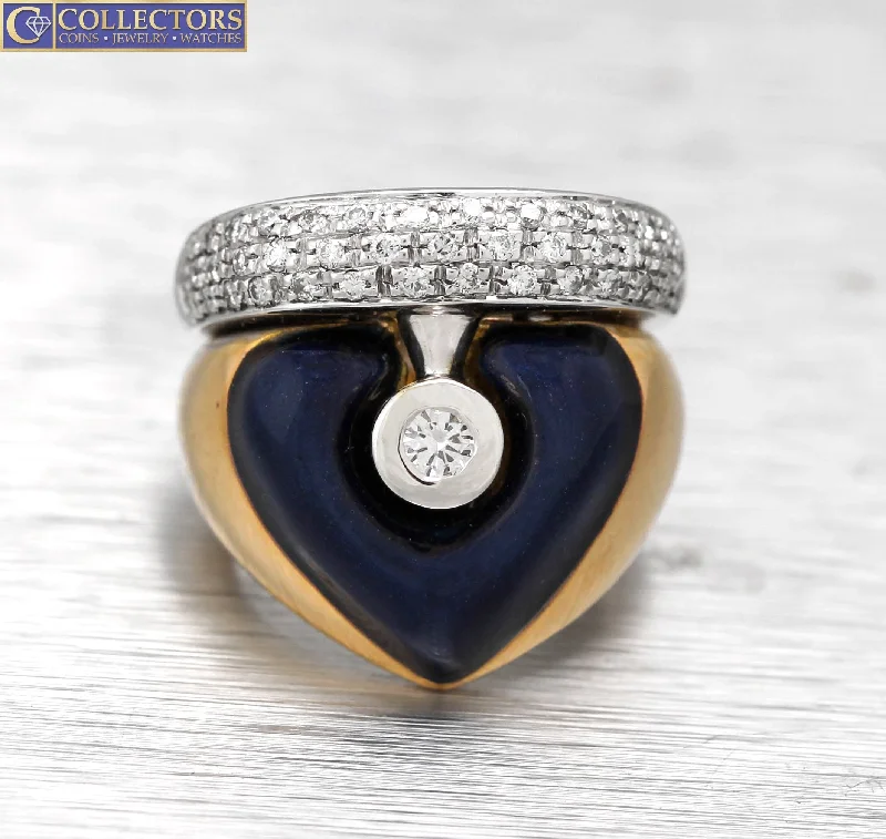 Limited-Time Offer On Elegant Jewelry Pieces La Nouvelle Bague 750 18K Yellow White Gold 0.53ctw Diamond Enamel Heart Ring