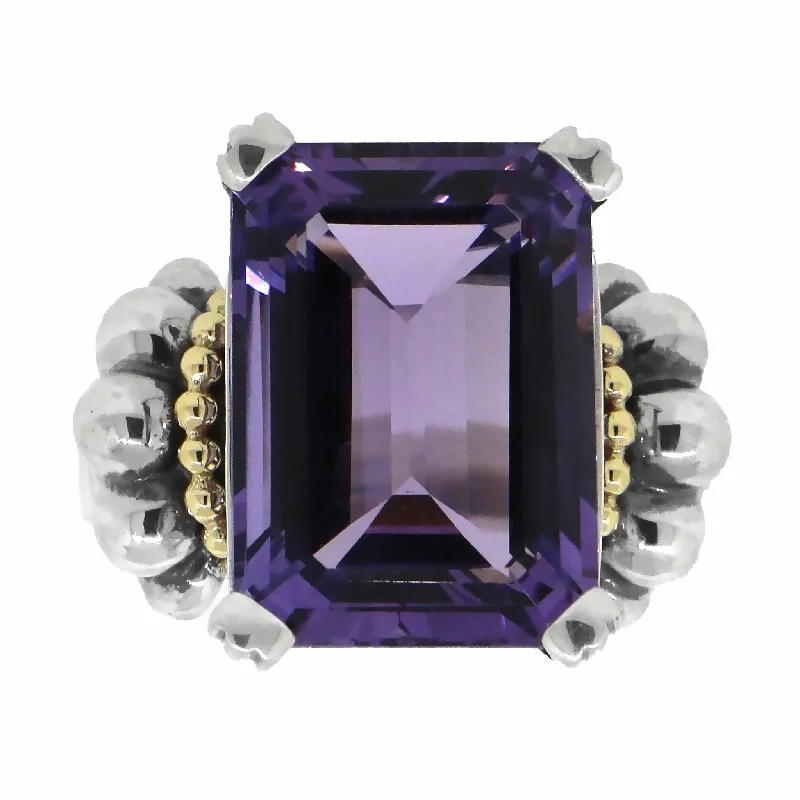 Special Offers On Handcrafted And Designer Jewelry Lagos Caviar Amethyst Two-Tone Ring