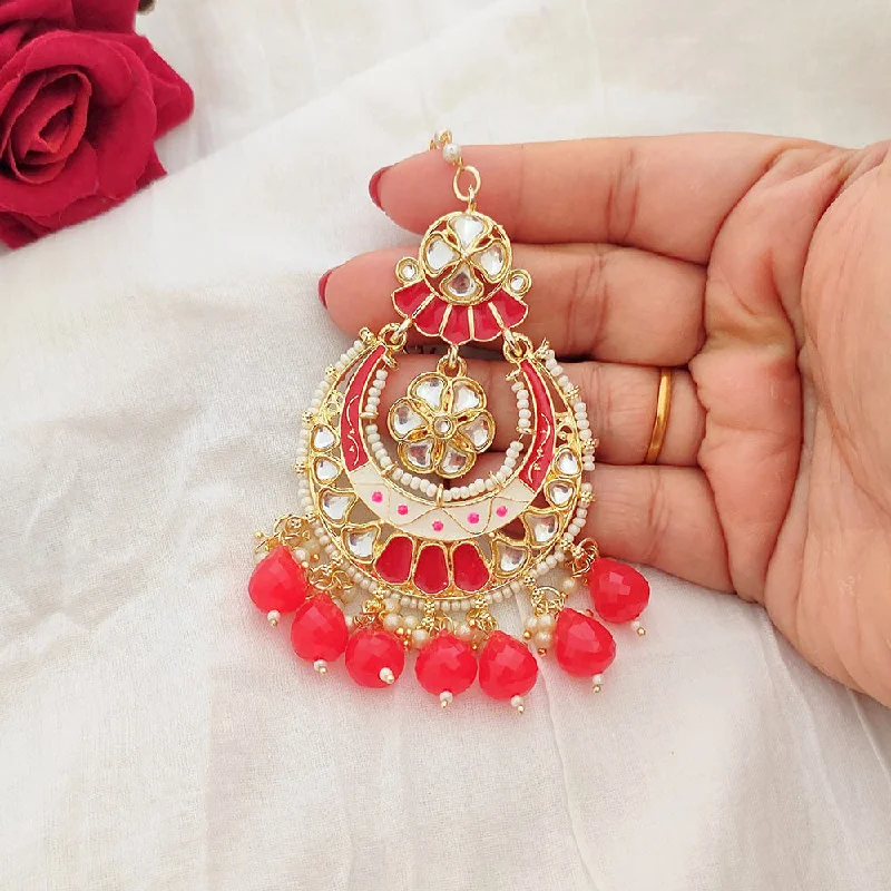 Exclusive Jewelry Sale – Sparkle For Less Lalso Beautiful Red Big Size Meenakari Kundan Maangtikka Hair Accessories wedding Jewelry