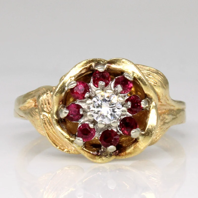 Eco-Friendly Sustainable Jewelry For Conscious Buyers Ruby & Diamond Floral Ring | 0.25ctw, 0.15ct | SZ 7.5 |