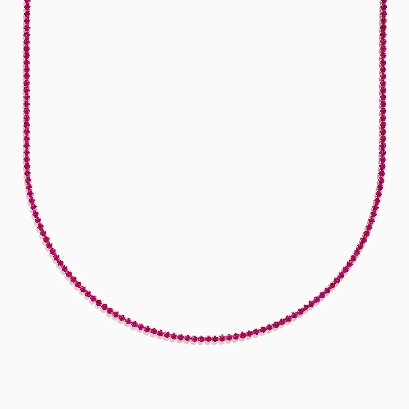 Shop Signature Jewelry Styles At Exclusive Prices Ruby Royale 14K Rose Gold Ruby Tennis Necklace 5.18 TCW