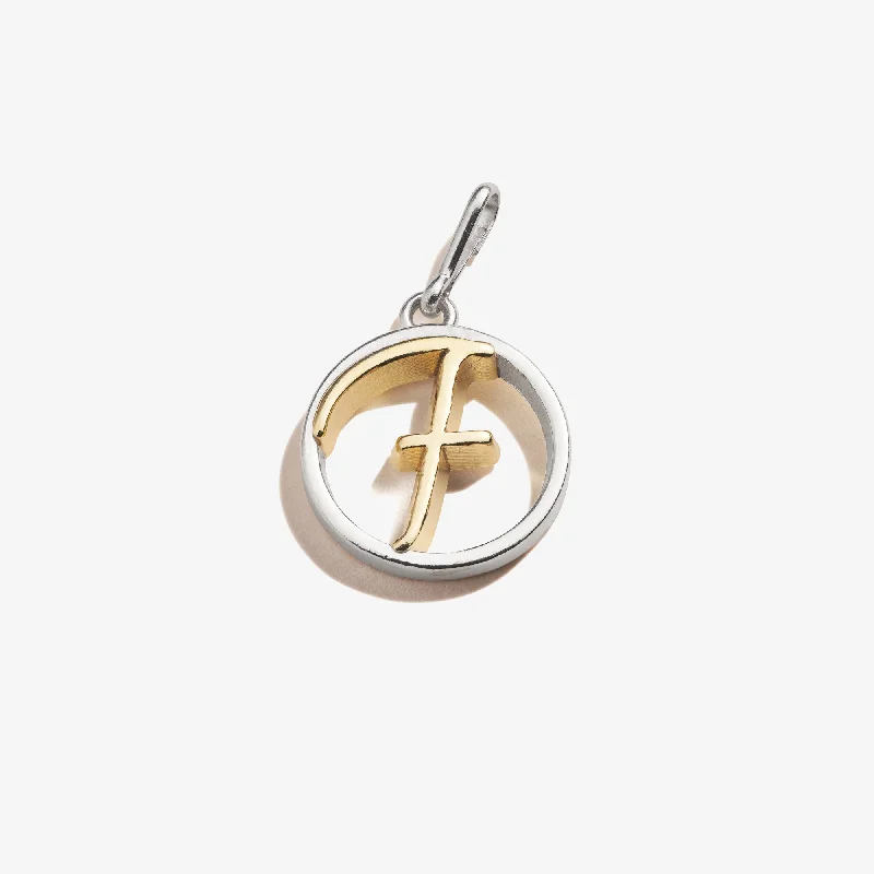 Delicate Crystal Jewelry For Sophisticated Charm Initial F Charm, Two-Tone